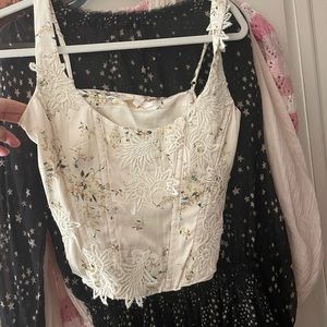 NWT love shack fancy Mori silk bustier